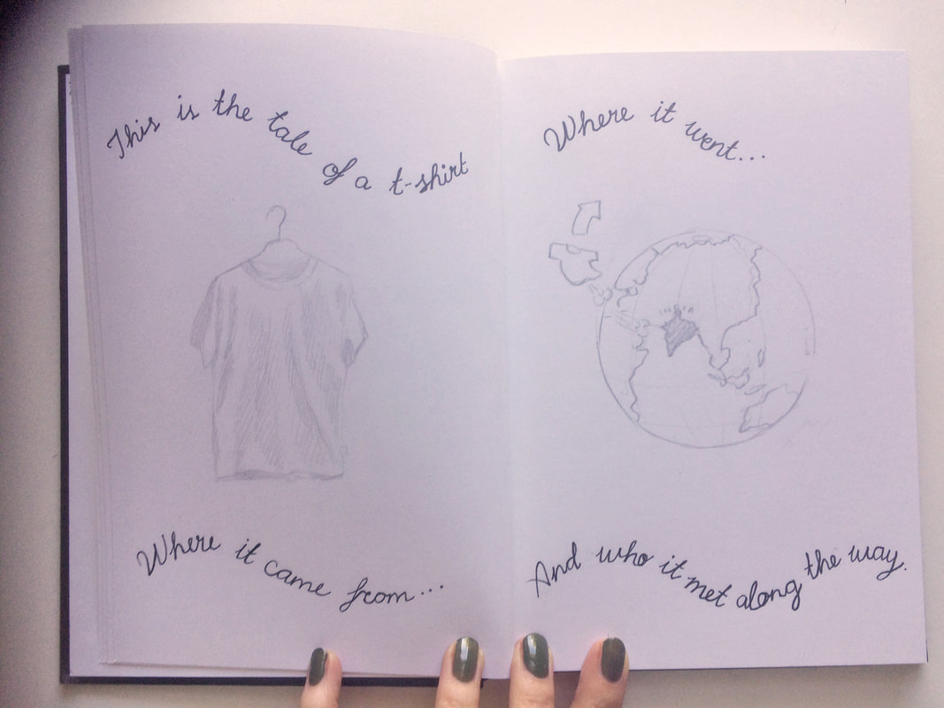 An illustration of a t-shirt and its joureny around the world